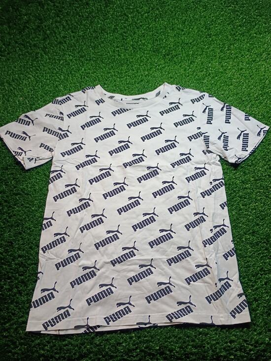 Puma Other - Puma Amplified AOP Youth T-Shirt - White & Black Logo Design LG